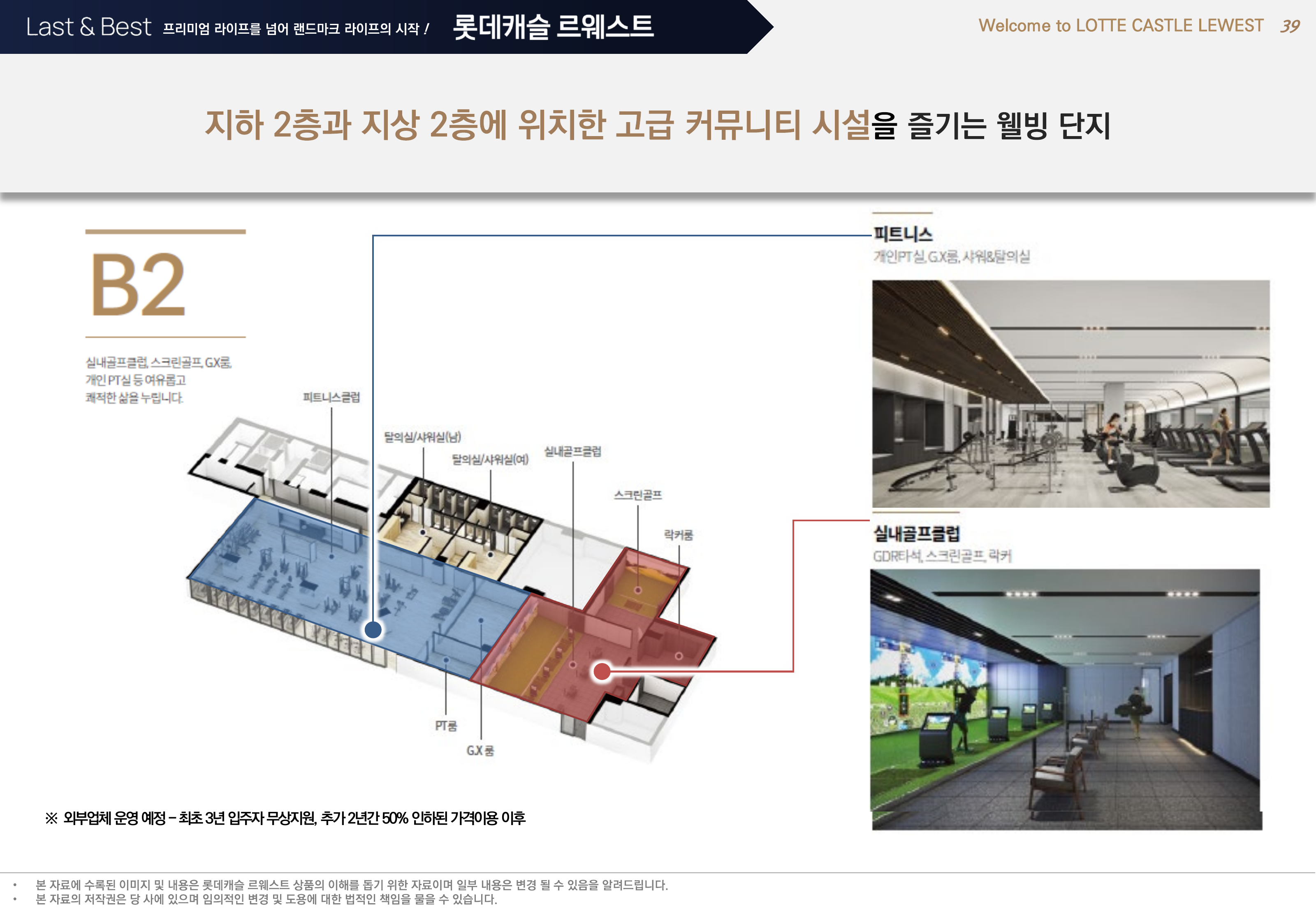지하 2층 피트니스·골프 커뮤니티 배치도